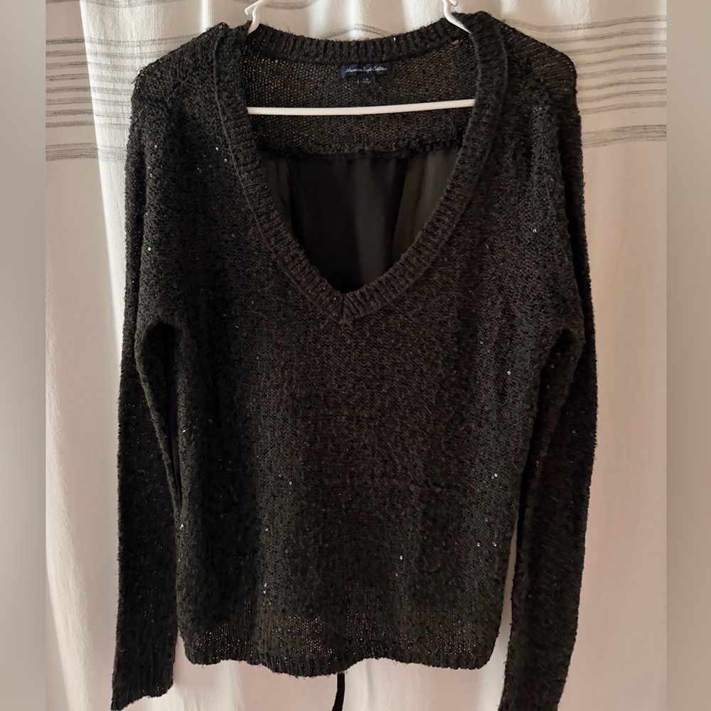 American Eagle Outfitters Black V-Neck Sweater